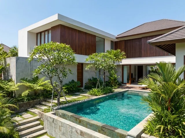 Completed turnkey Bali pool villa with tropical landscaping handed over to owner